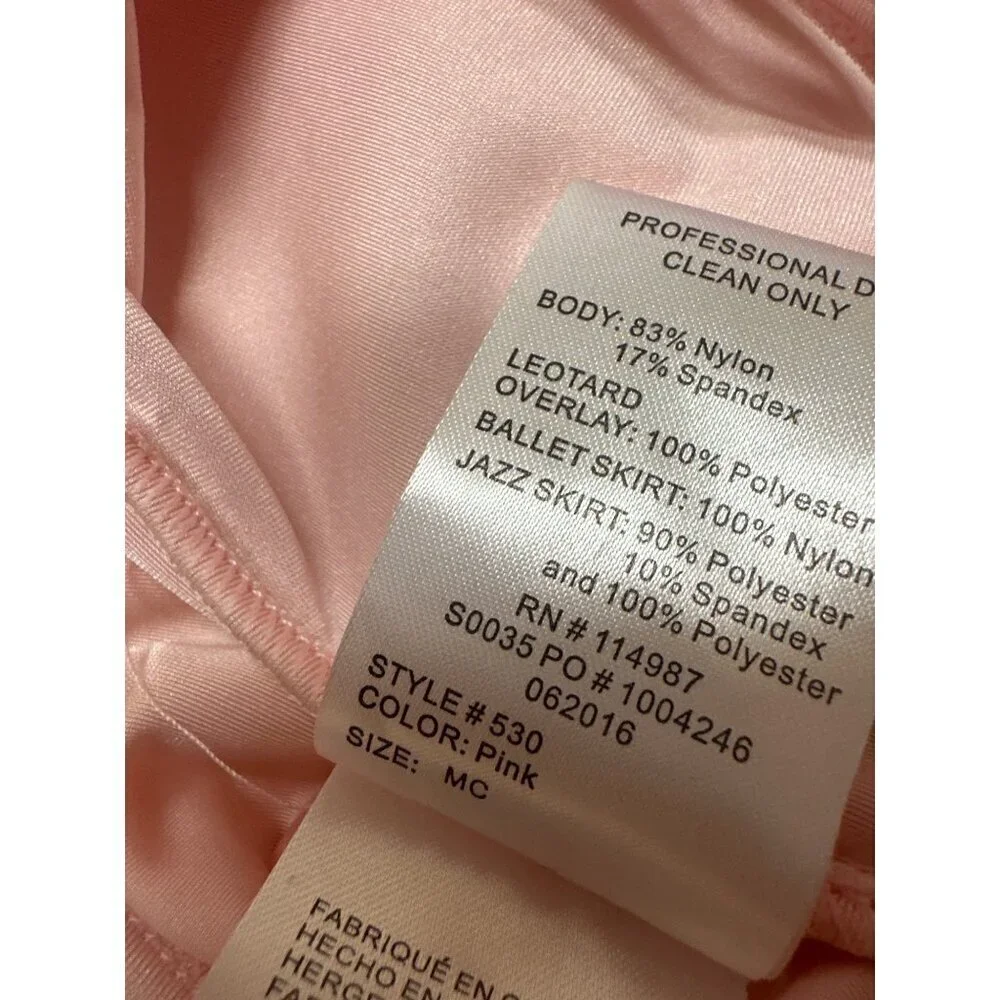 REVOLUTION DANCEWEAR GIRLS MC MEDIUM PINK SEQUIN DANCE COSTUME LEOTARD